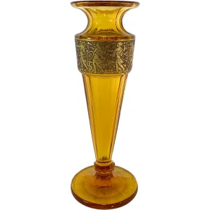 Bohemian Moser Karlsbad Amber Glass and Oroplastic Fipop Series Vase