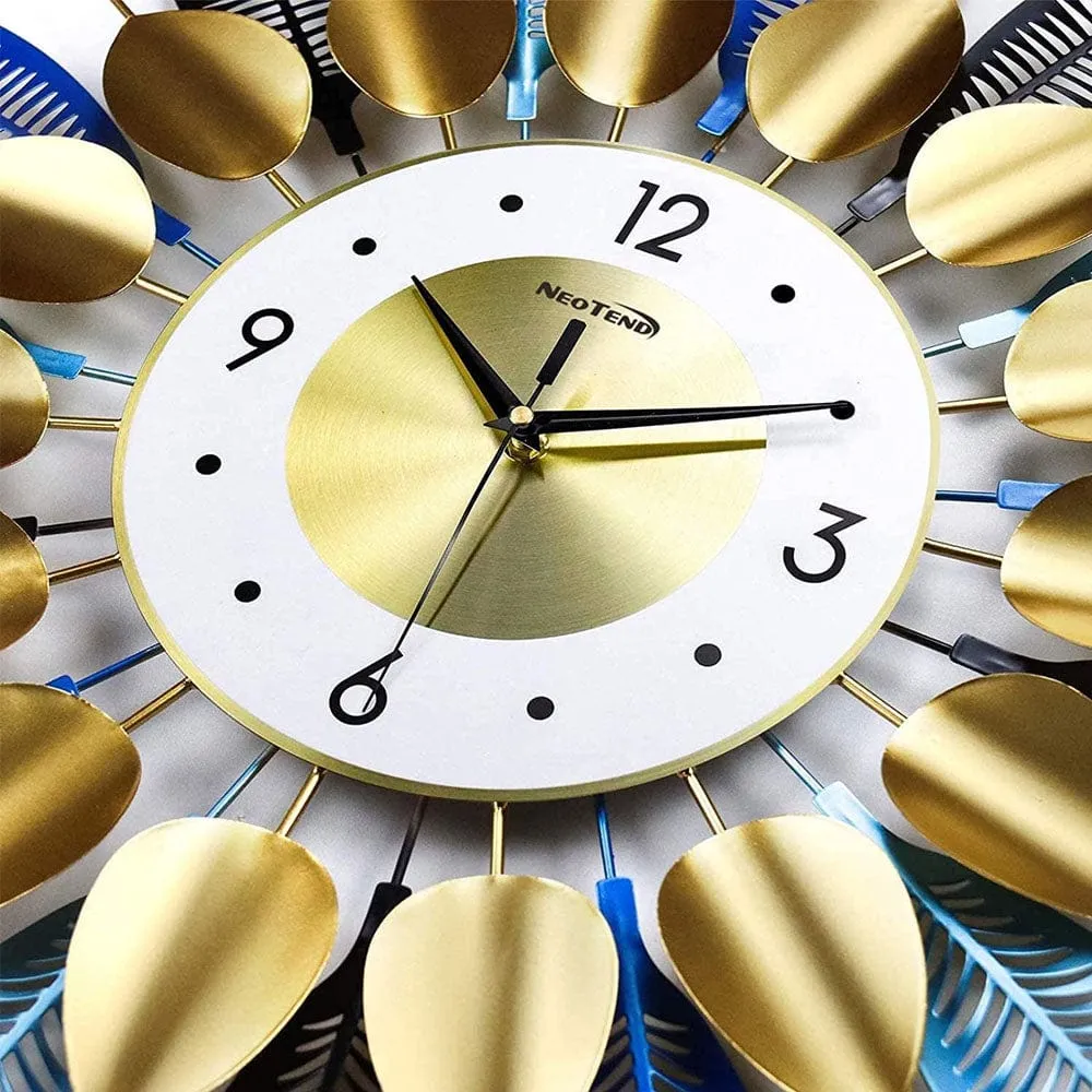 Bohemian Style Leaf Pattern Metal Vintage Wall Clock
