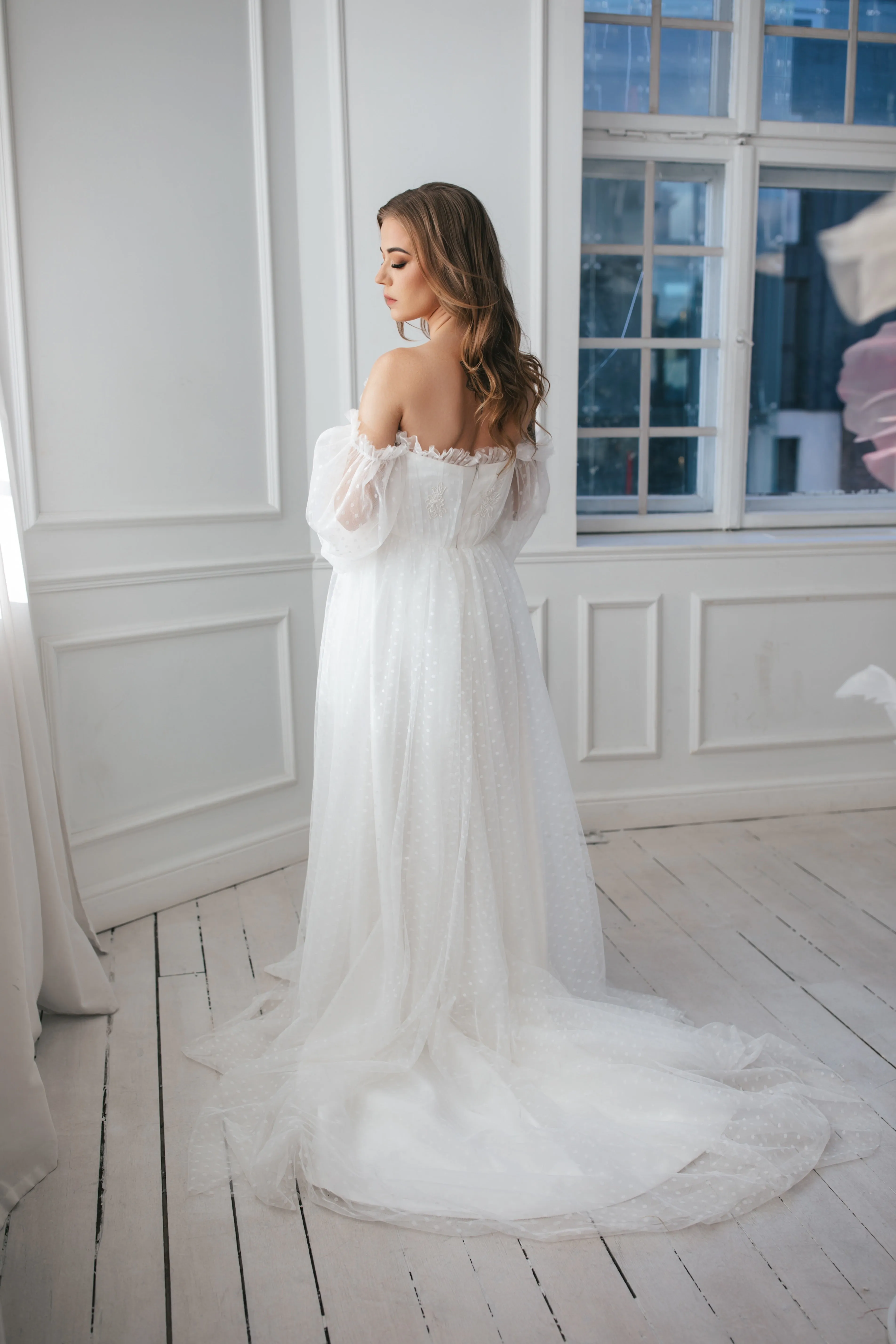 Bohemian Wedding Dress With Dots