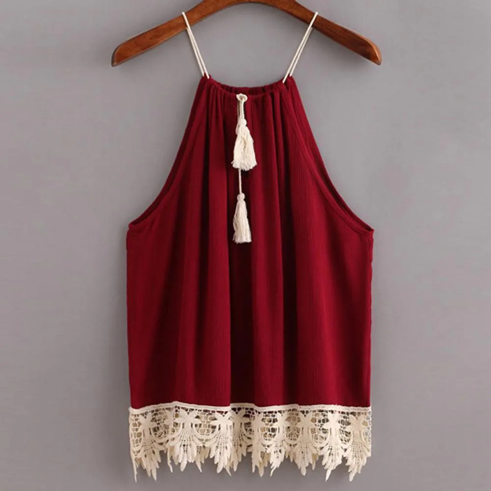Boho Style Tassel Lace Crop Top