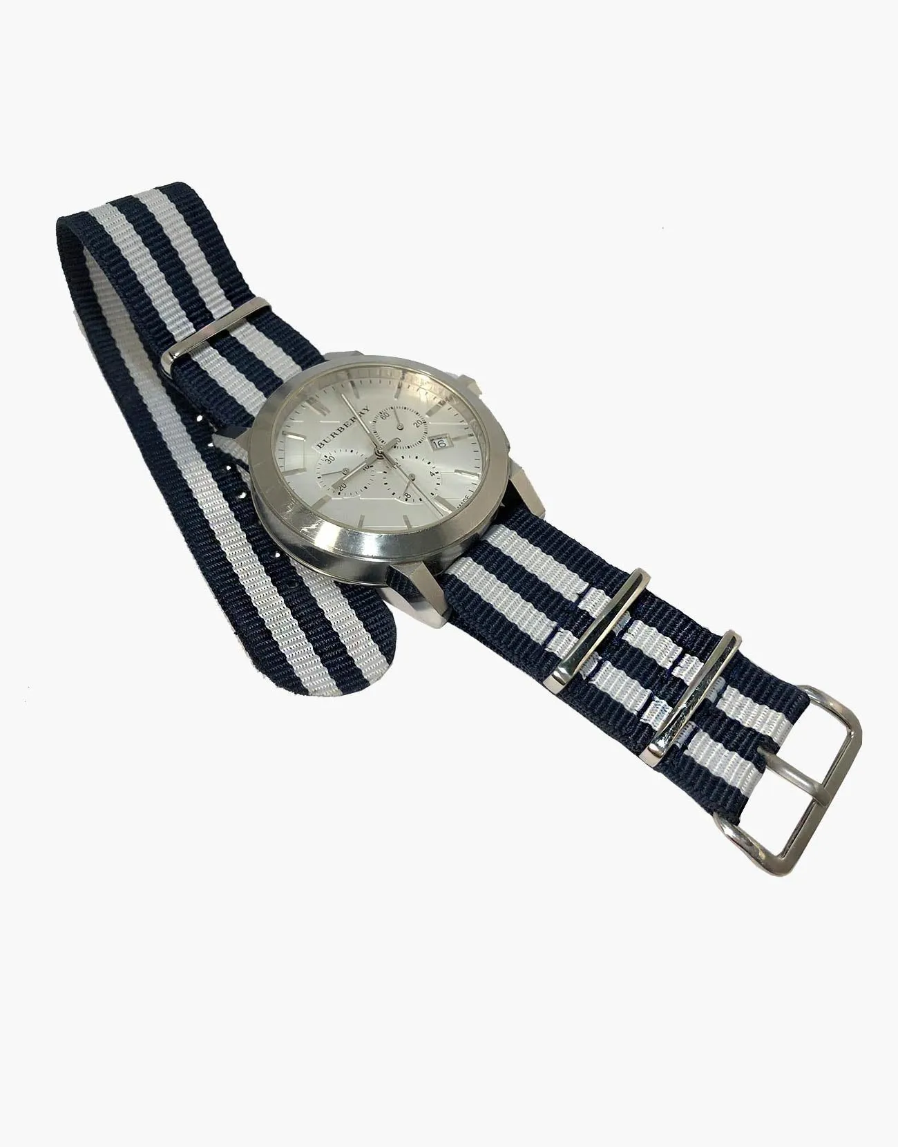BOND Nylon N.A.T.O Style Blue and White Watch Bands by LUX