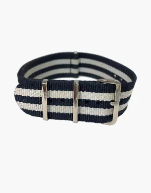 BOND Nylon N.A.T.O Style Blue and White Watch Bands by LUX
