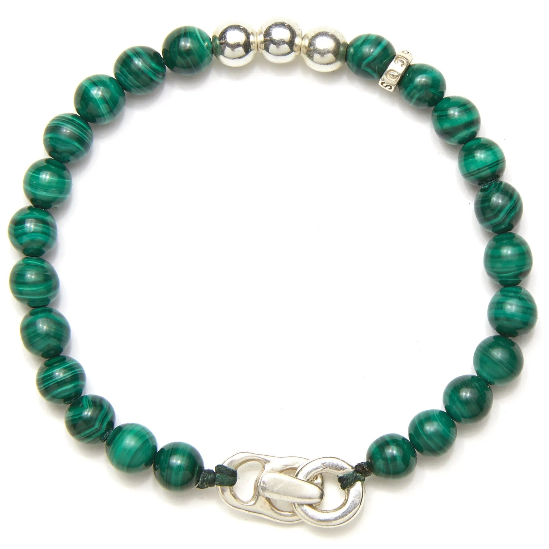 Bondi Bracelet in Silver with Malachite