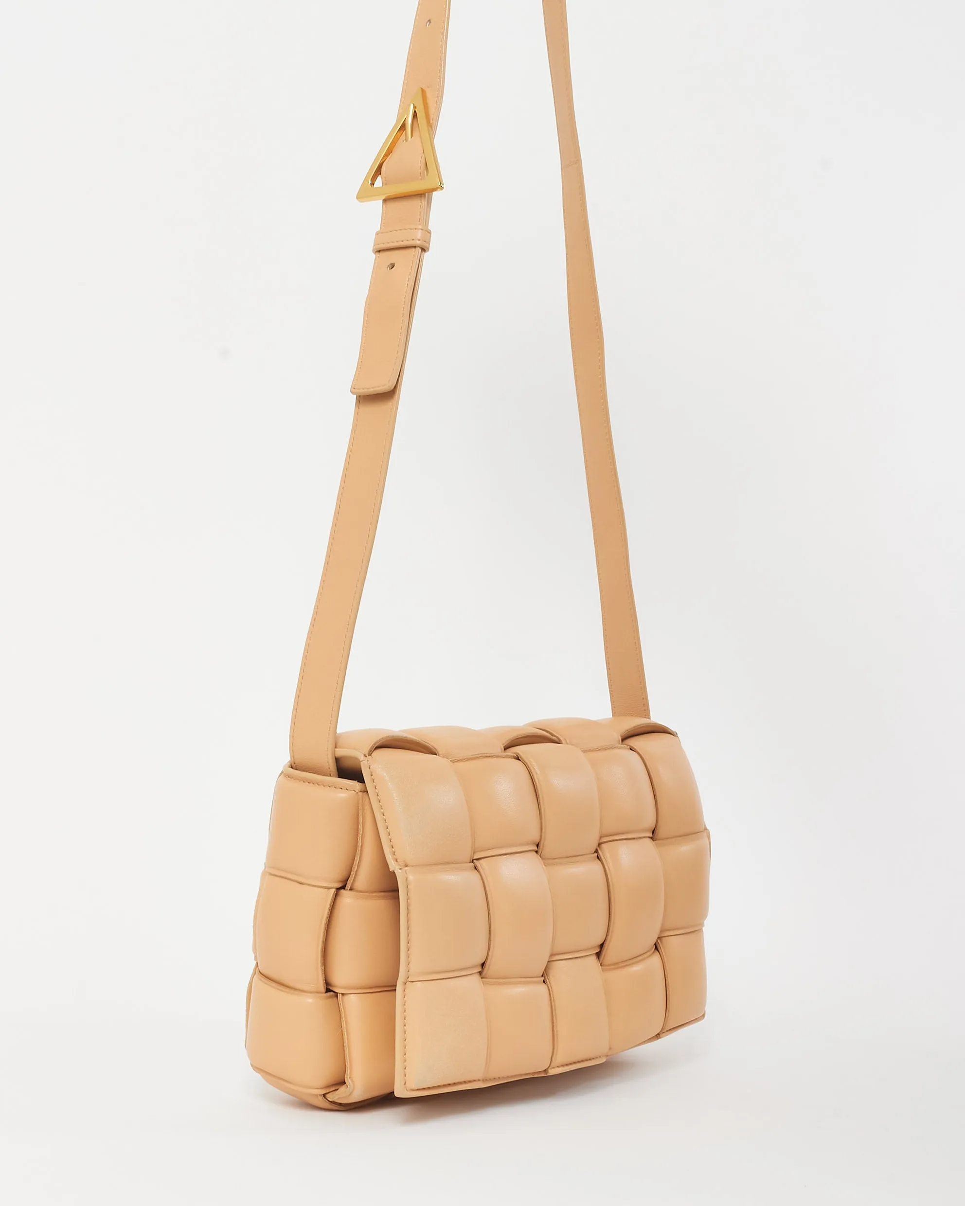 Bottega Veneta Beige Intrecciato Leather Padded Cassette Crossbody Bag