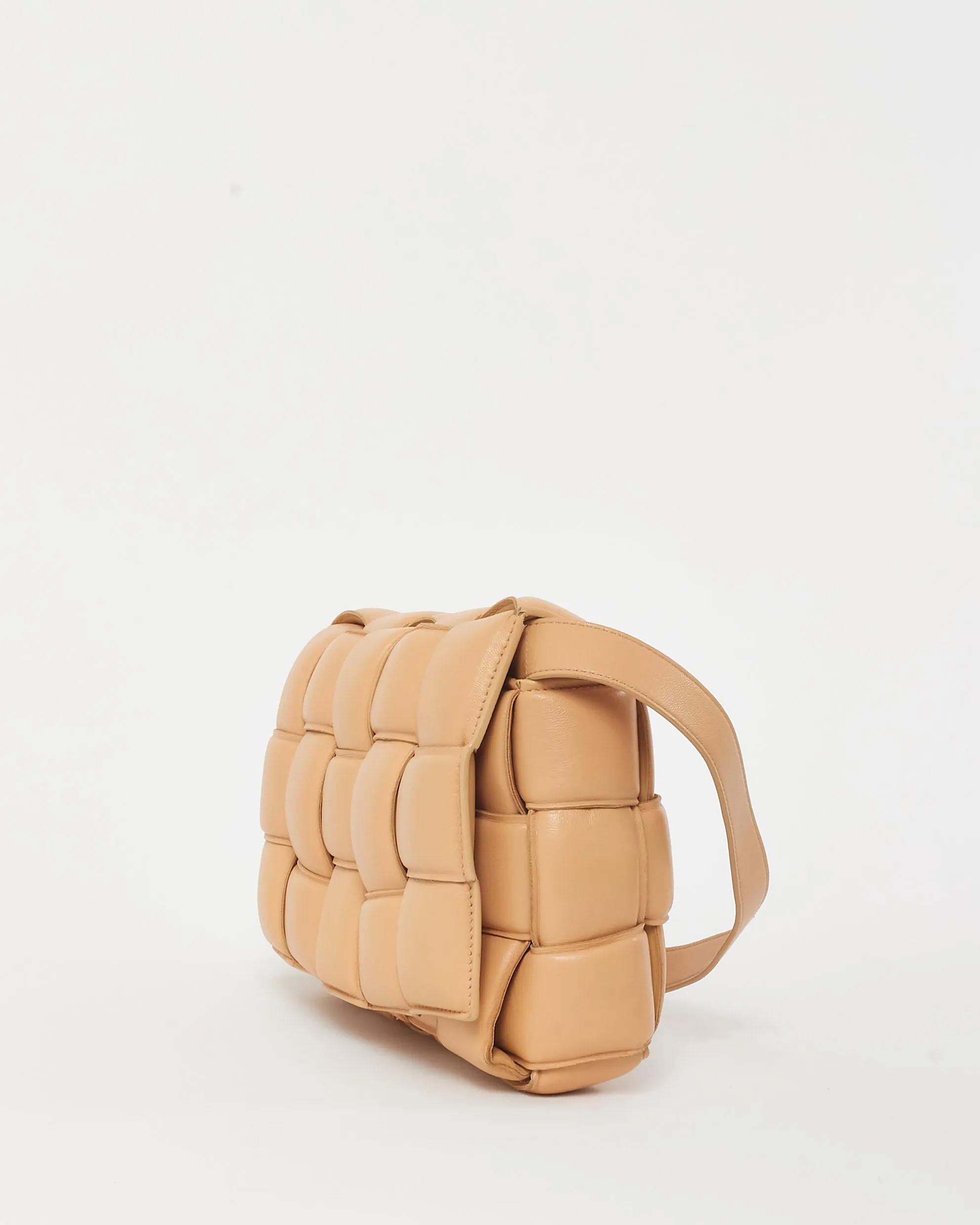 Bottega Veneta Beige Intrecciato Leather Padded Cassette Crossbody Bag