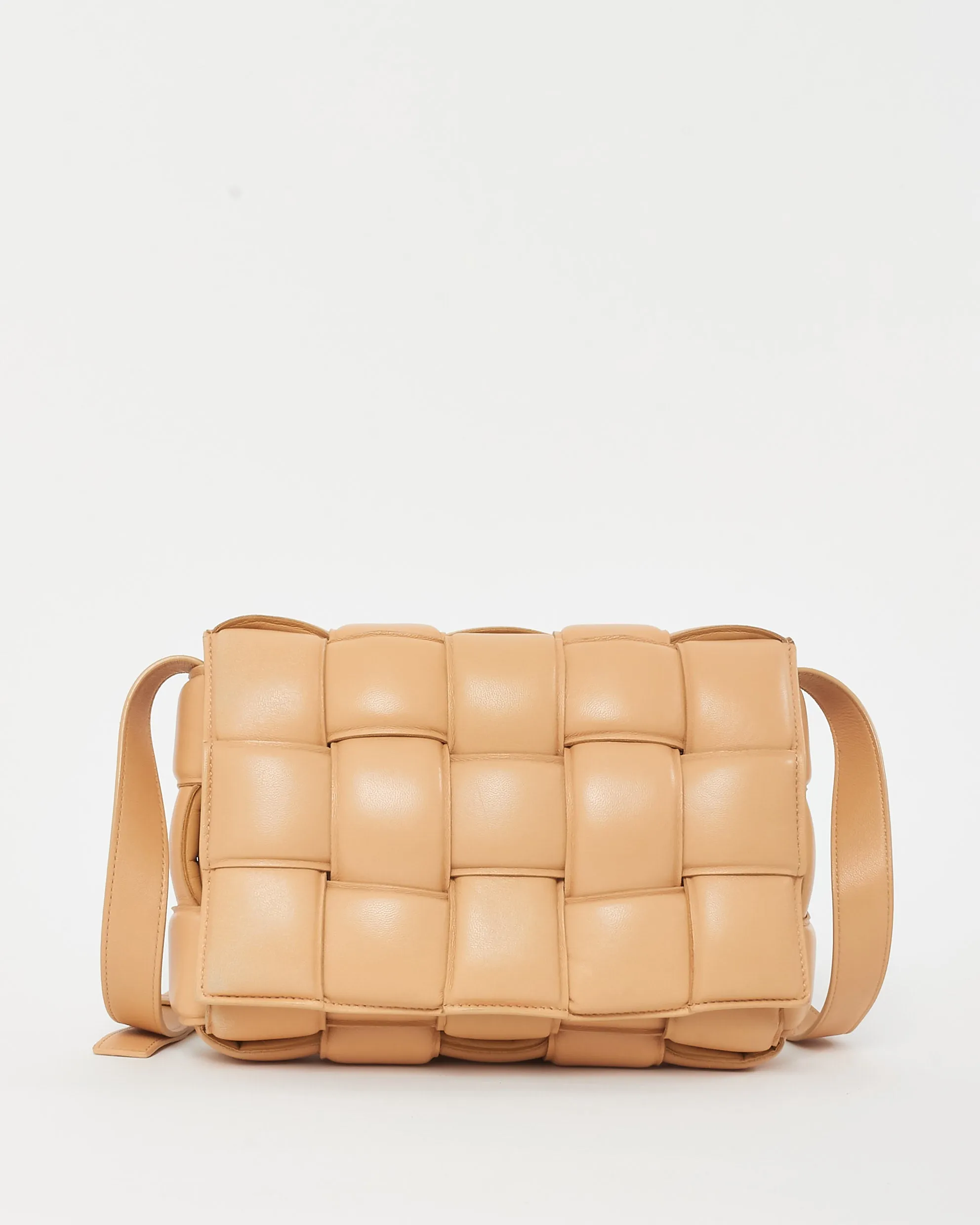 Bottega Veneta Beige Intrecciato Leather Padded Cassette Crossbody Bag