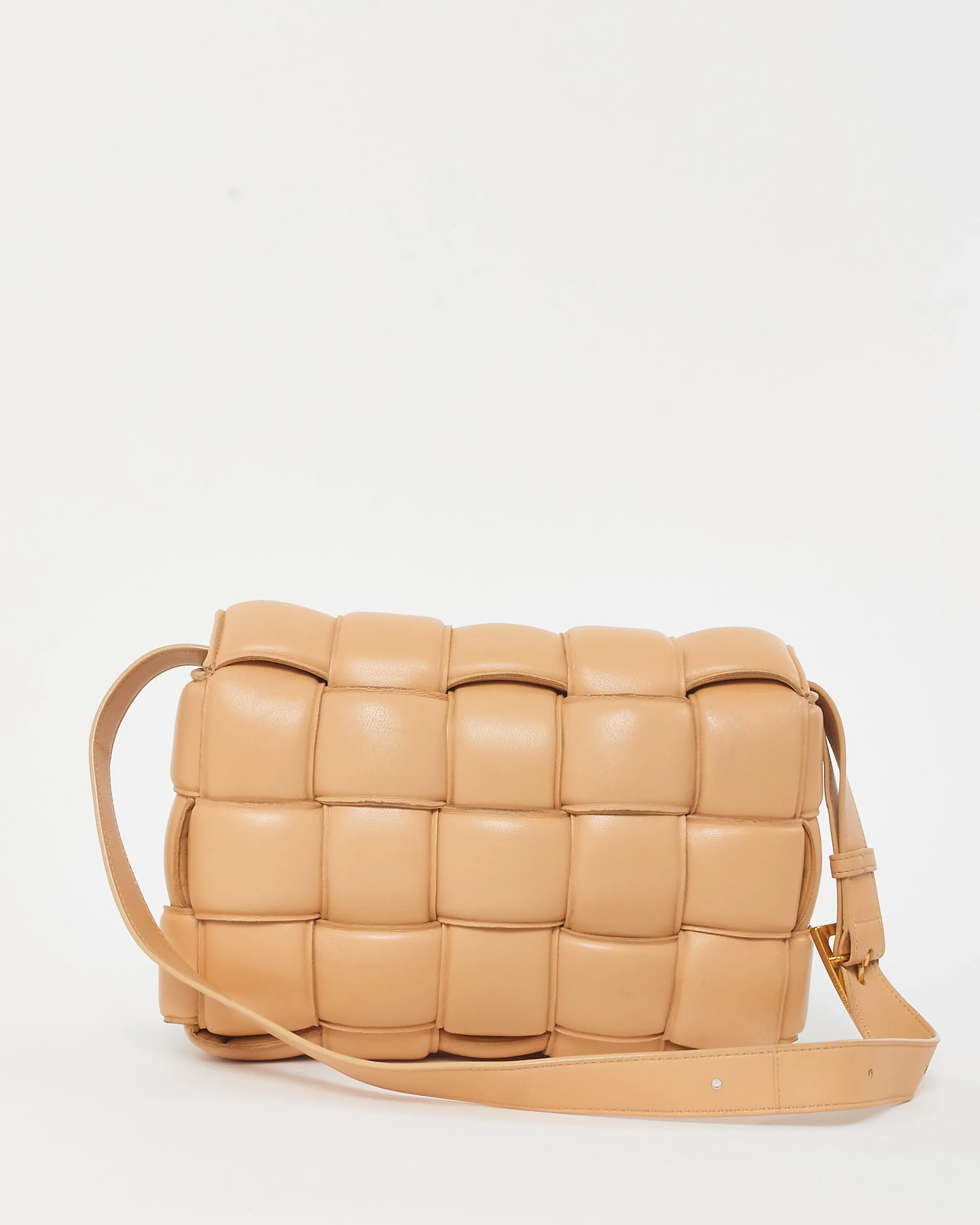 Bottega Veneta Beige Intrecciato Leather Padded Cassette Crossbody Bag