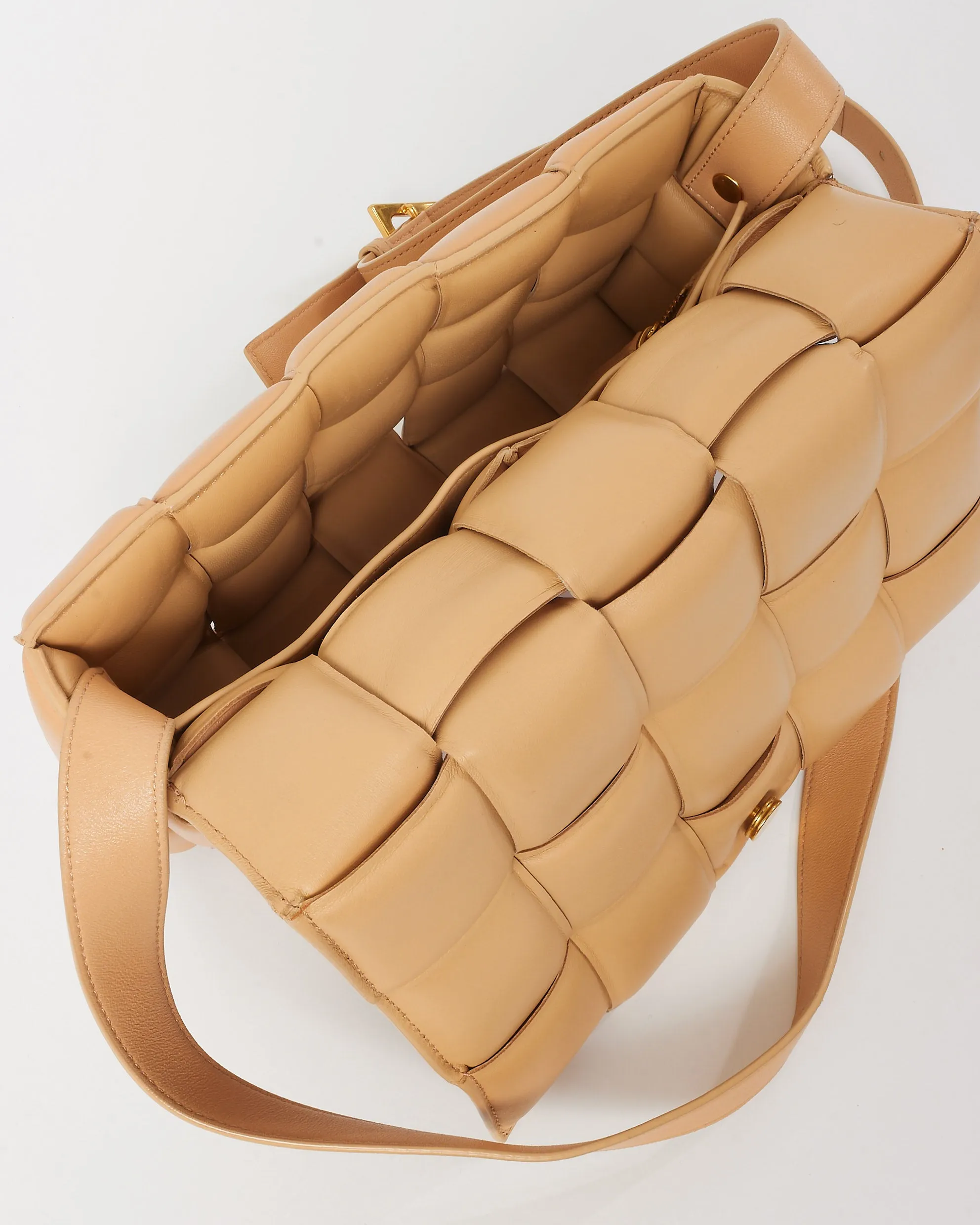Bottega Veneta Beige Intrecciato Leather Padded Cassette Crossbody Bag