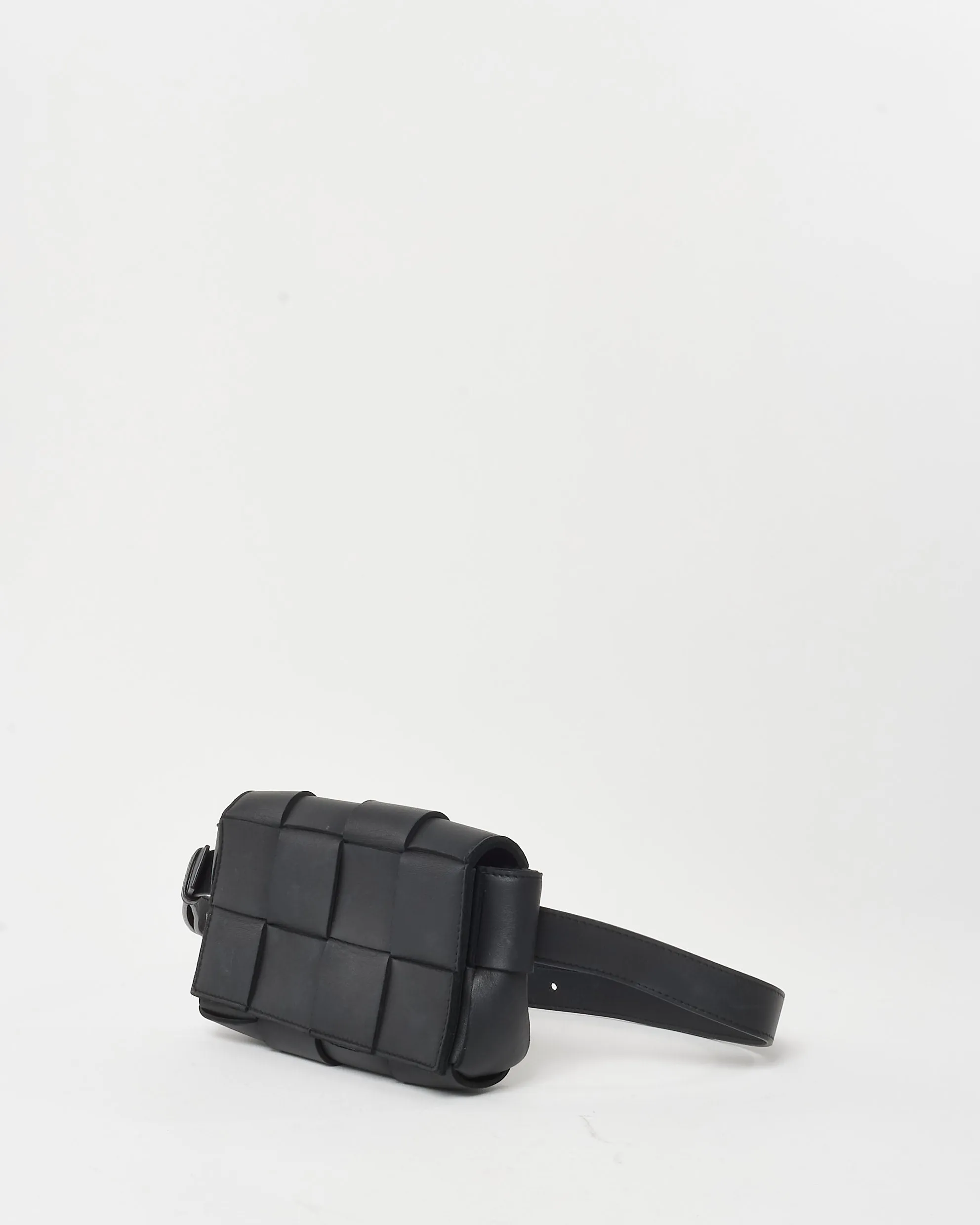 Bottega Veneta Black Nappa Maxi Intreccio Leather Cassette Belt Bag