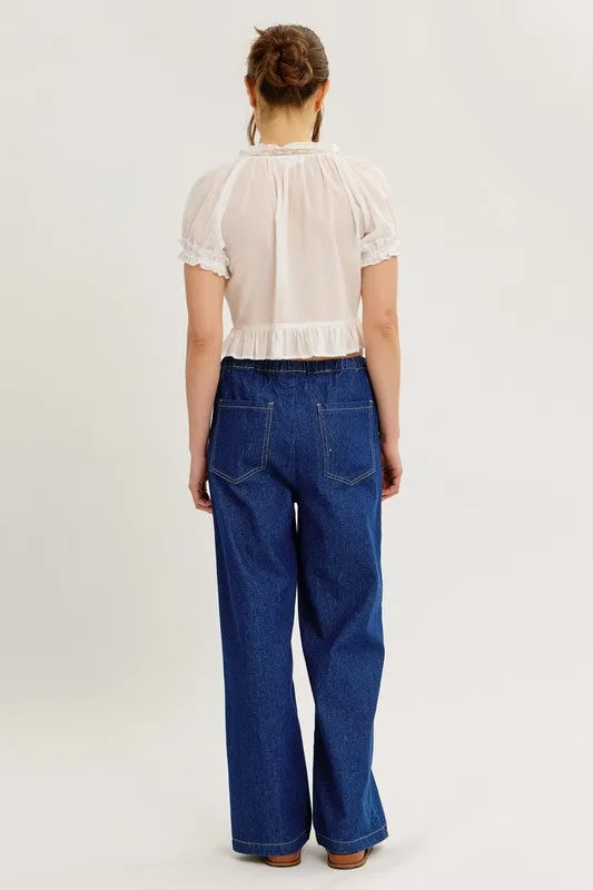 Bow Front Lace Sheer Top