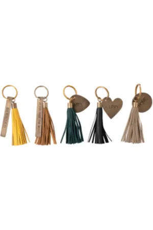 Brass Key Chain with Saying and Leather Tassel