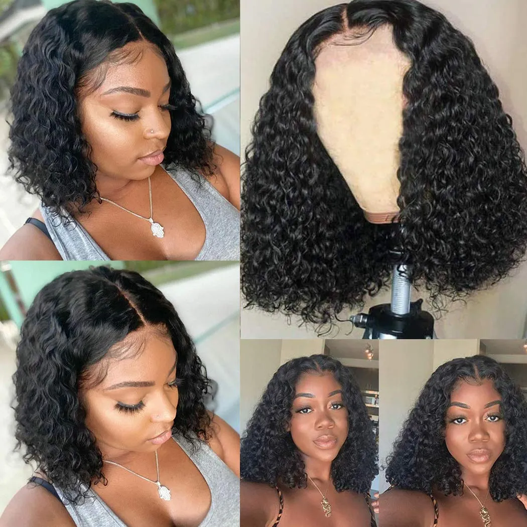 Brazilian Curly Wig 4*4 HD Lace Closure Short Bob Wig  MYLOCKME