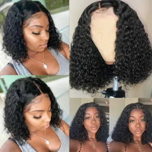 Brazilian Curly Wig 4*4 HD Lace Closure Short Bob Wig  MYLOCKME