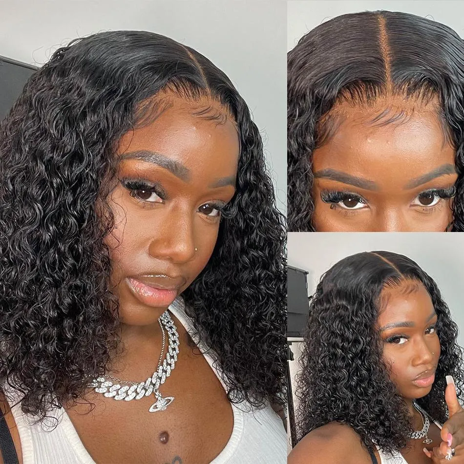 Brazilian Curly Wig 4*4 HD Lace Closure Short Bob Wig  MYLOCKME