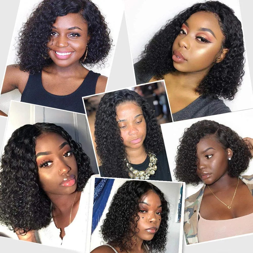 Brazilian Curly Wig 4*4 HD Lace Closure Short Bob Wig  MYLOCKME