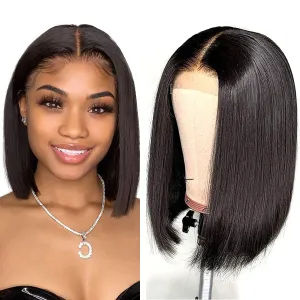 Brazilian Straight Wig 4*4 HD  Lace Closure Short Bob Wig  Human Hair Wig MYLOCKME