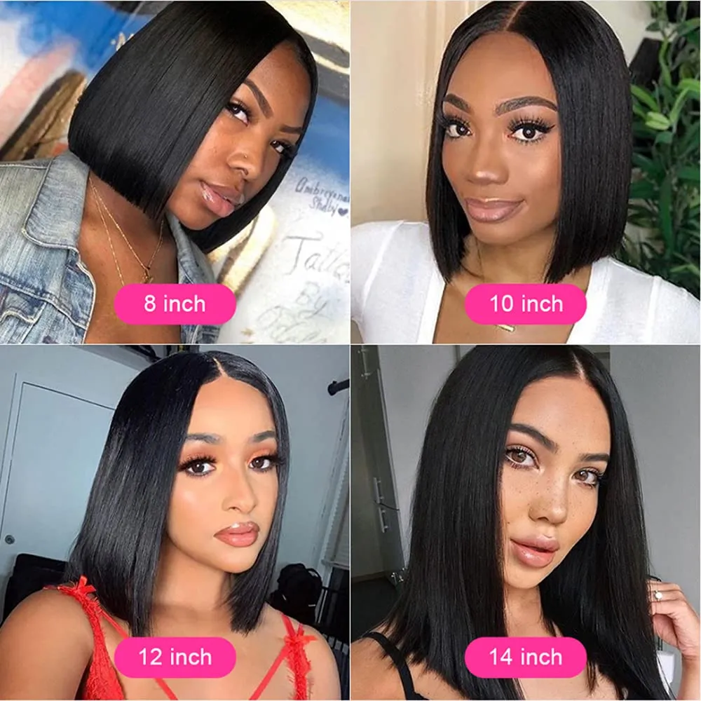 Brazilian Straight Wig 4*4 HD  Lace Closure Short Bob Wig  Human Hair Wig MYLOCKME
