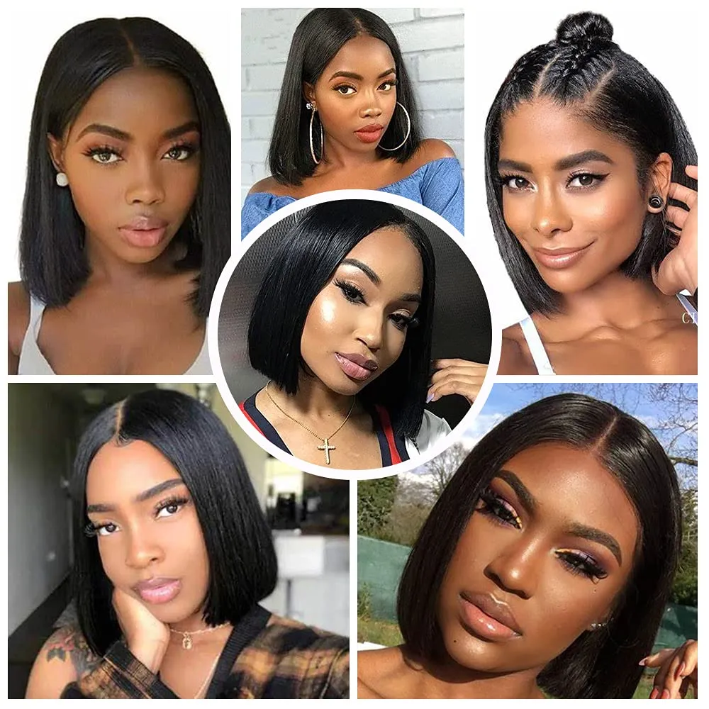 Brazilian Straight Wig 4*4 HD  Lace Closure Short Bob Wig  Human Hair Wig MYLOCKME