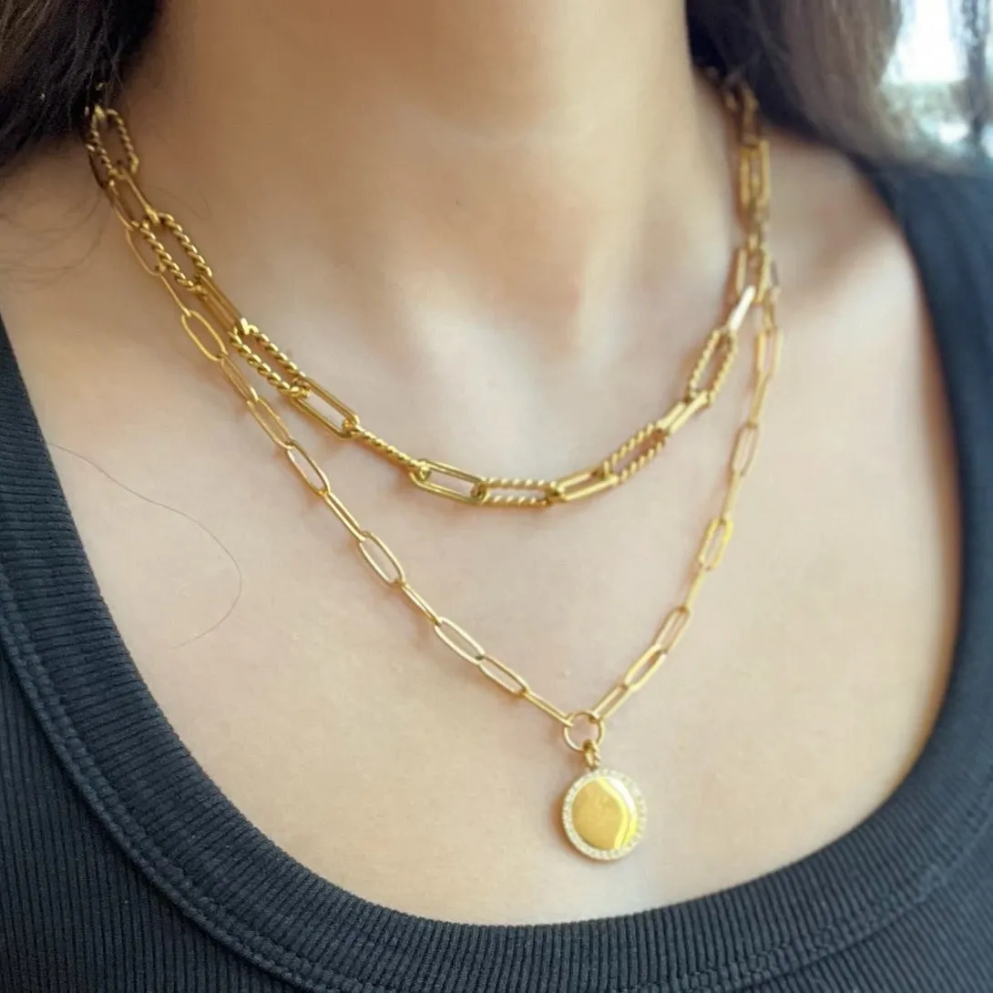 Brenda Grands Paperclip Coin Necklace