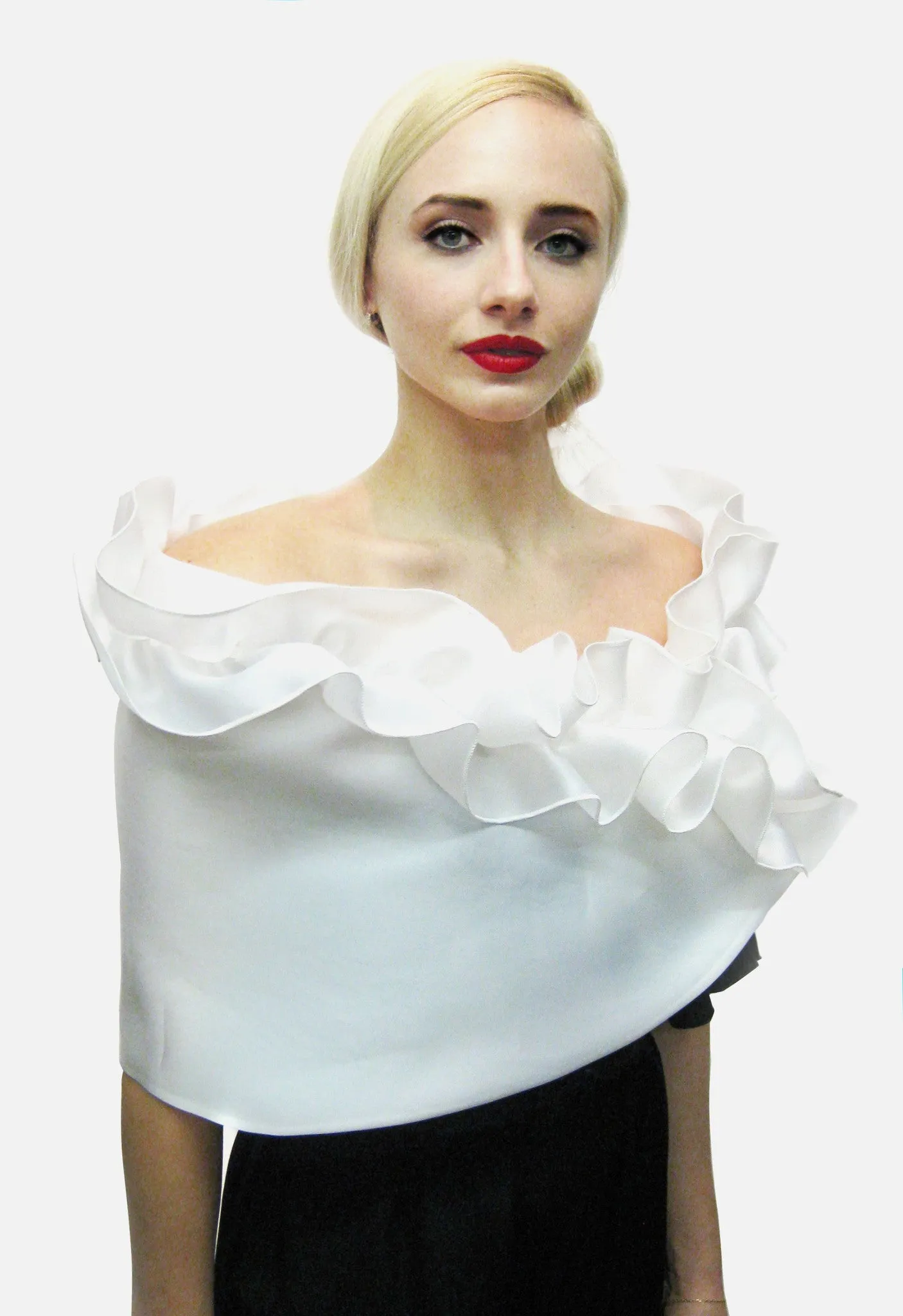 Bridal Shoulder Wrap with Ruched Collar