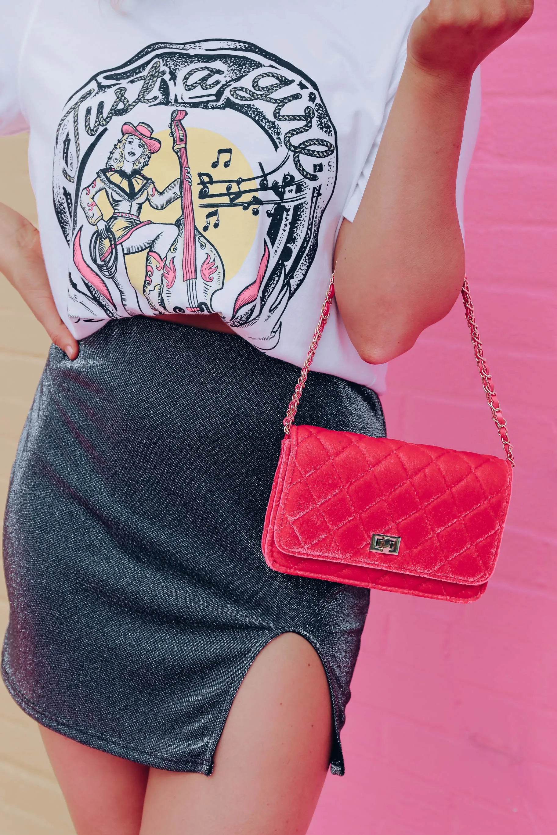 Cairo Quilted Velvet Purse - Pink