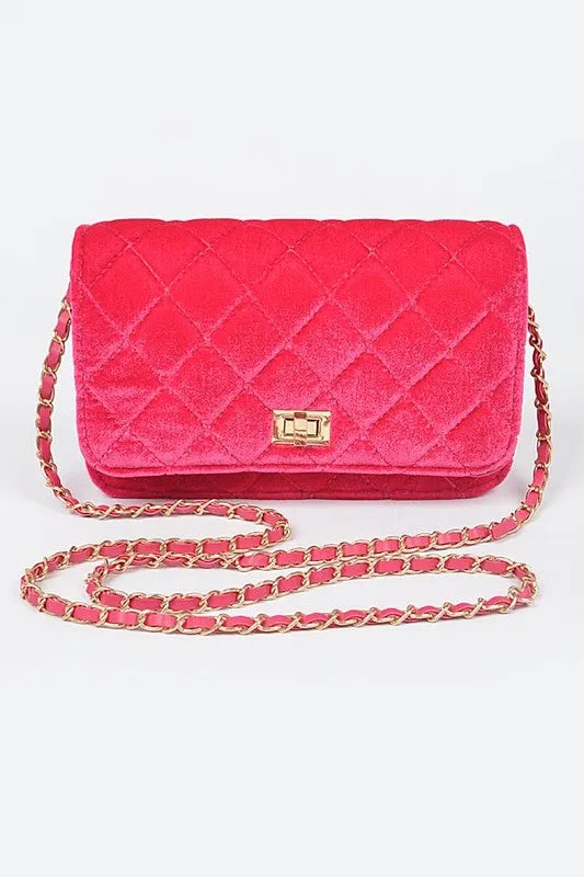 Cairo Quilted Velvet Purse - Pink
