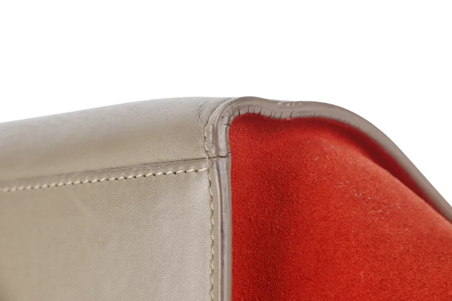 CELINE TRAPEZE BAG IN BEIGE TAUPE TRICOLOR LEATHER WITH BLACK FLAP ON ORANGE TOP SILVER HARDWARE WITH STRAPS AND DUST COVER