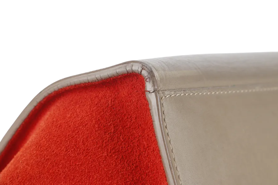 CELINE TRAPEZE BAG IN BEIGE TAUPE TRICOLOR LEATHER WITH BLACK FLAP ON ORANGE TOP SILVER HARDWARE WITH STRAPS AND DUST COVER
