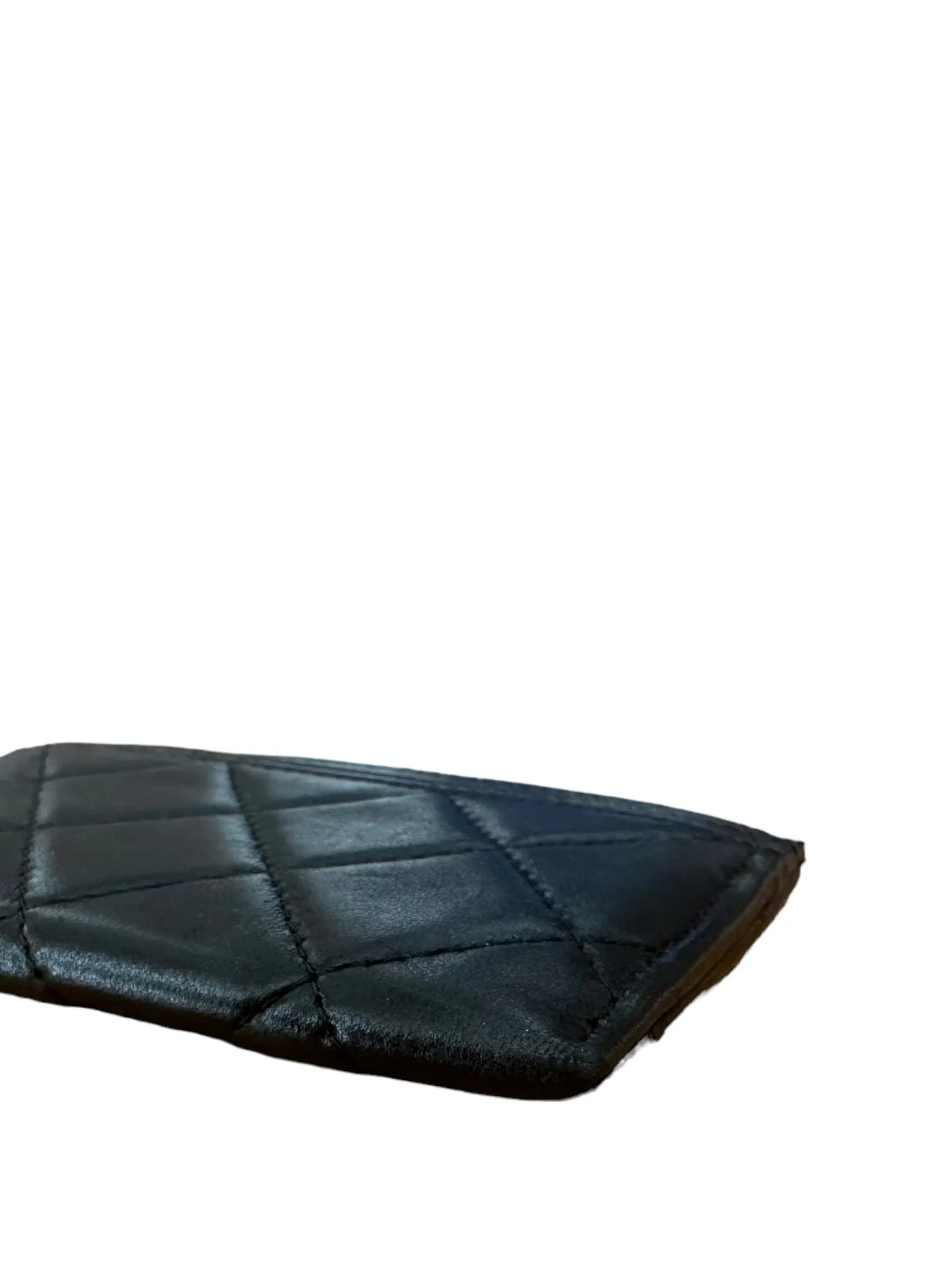 Chanel Black/Ruthenium Leather Quilted CC Card Holder