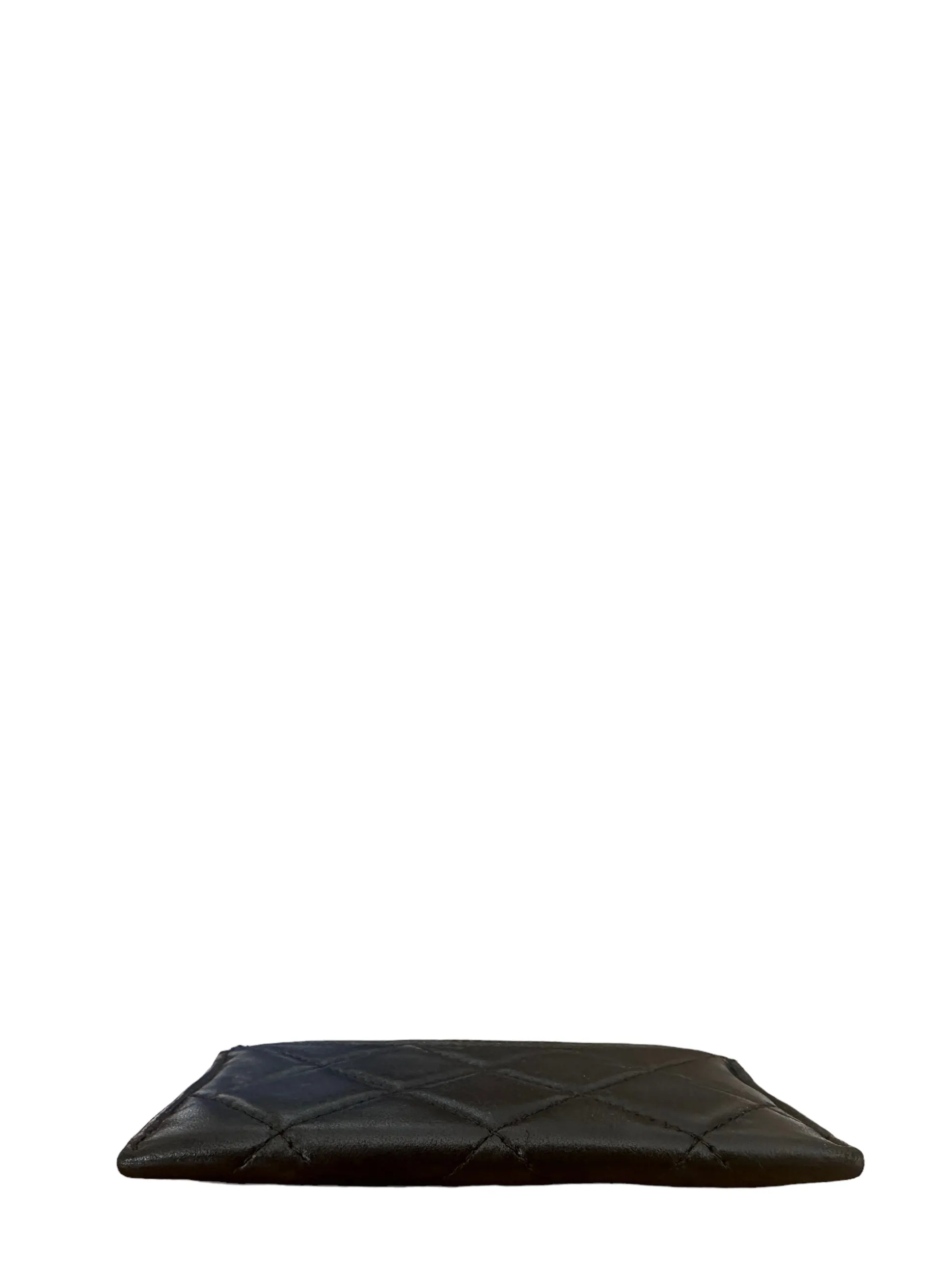 Chanel Black/Ruthenium Leather Quilted CC Card Holder