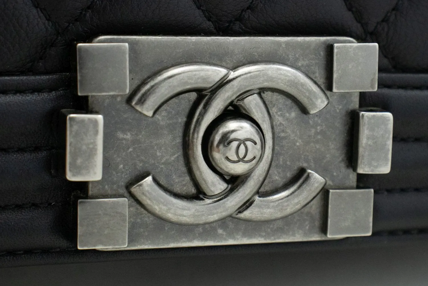 CHANEL Boy Chain Shoulder Bag Black Quilted Flap Calfskin Leather m56