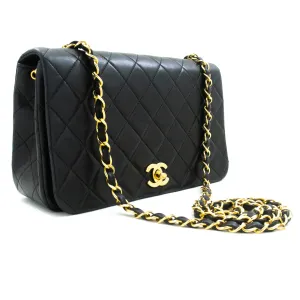 CHANEL Full Flap Chain Shoulder Bag Black Quilted Lambskin Leather n25