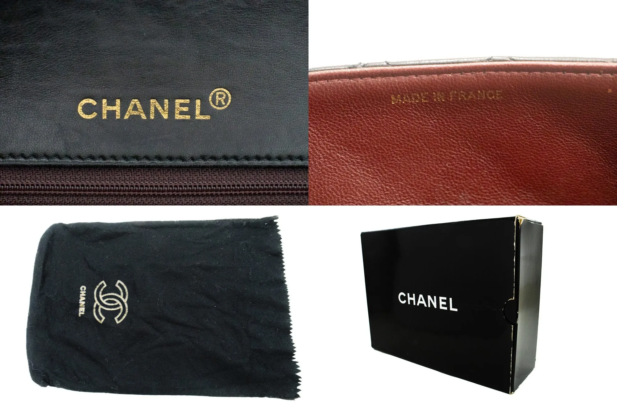 CHANEL Full Flap Chain Shoulder Bag Black Quilted Lambskin Leather n25