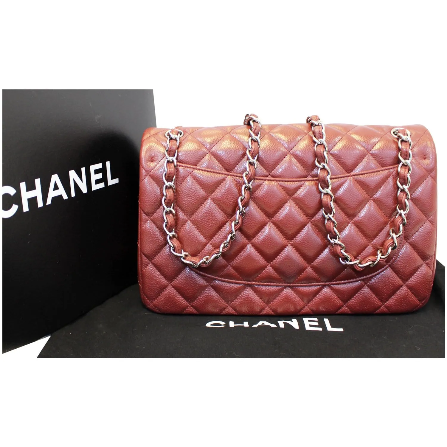 Chanel Jumbo Double Flap Caviar Quilted Shoulder bag Red