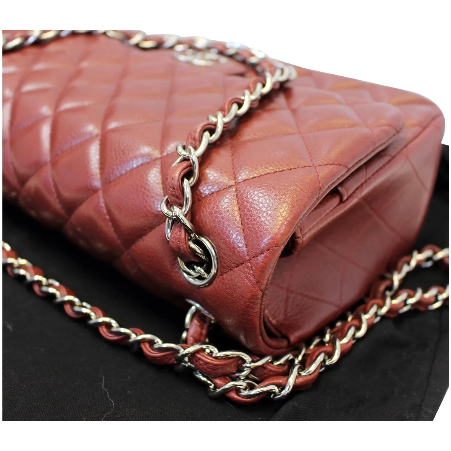 Chanel Jumbo Double Flap Caviar Quilted Shoulder bag Red