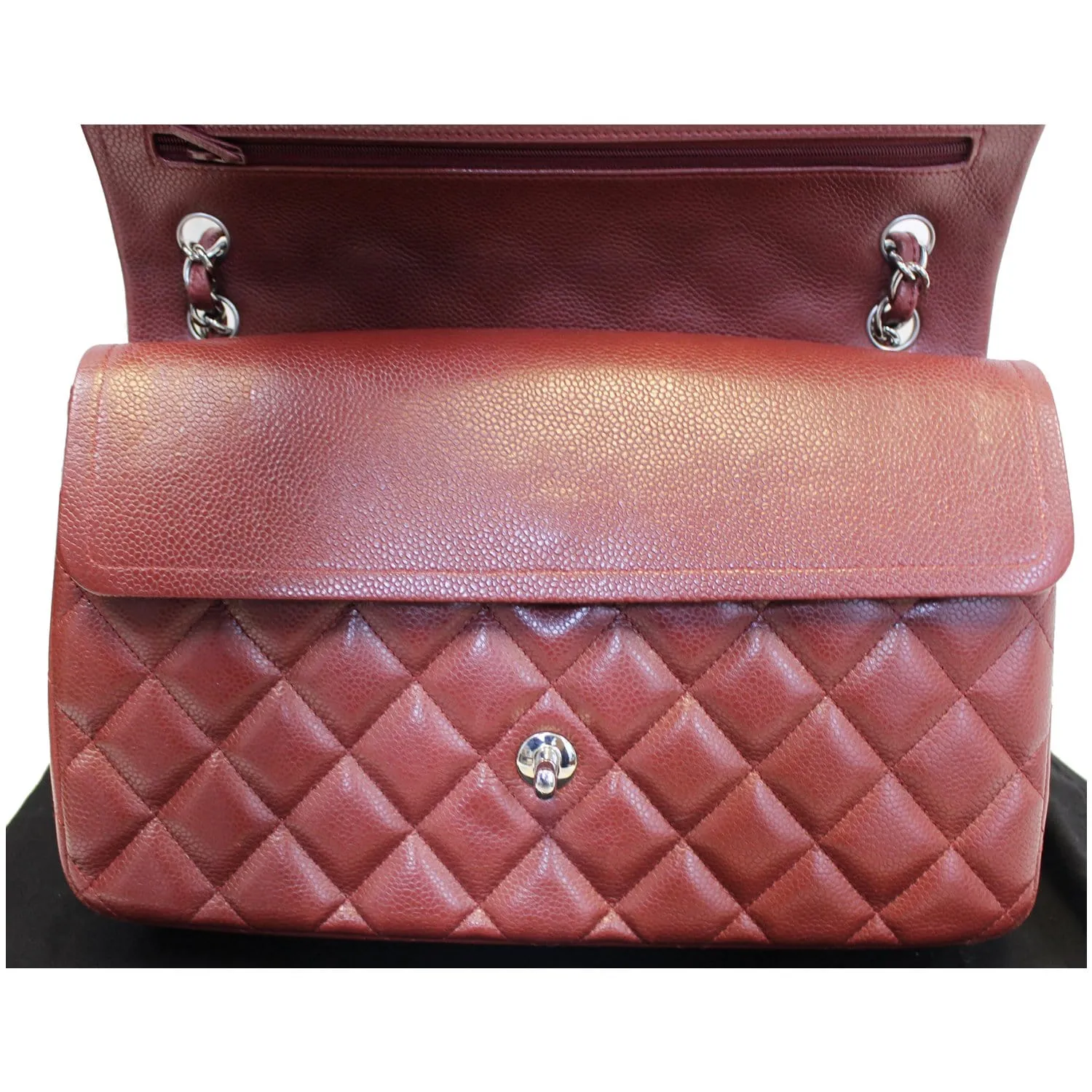 Chanel Jumbo Double Flap Caviar Quilted Shoulder bag Red