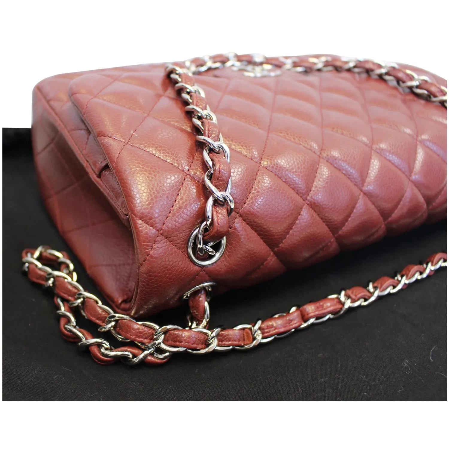 Chanel Jumbo Double Flap Caviar Quilted Shoulder bag Red