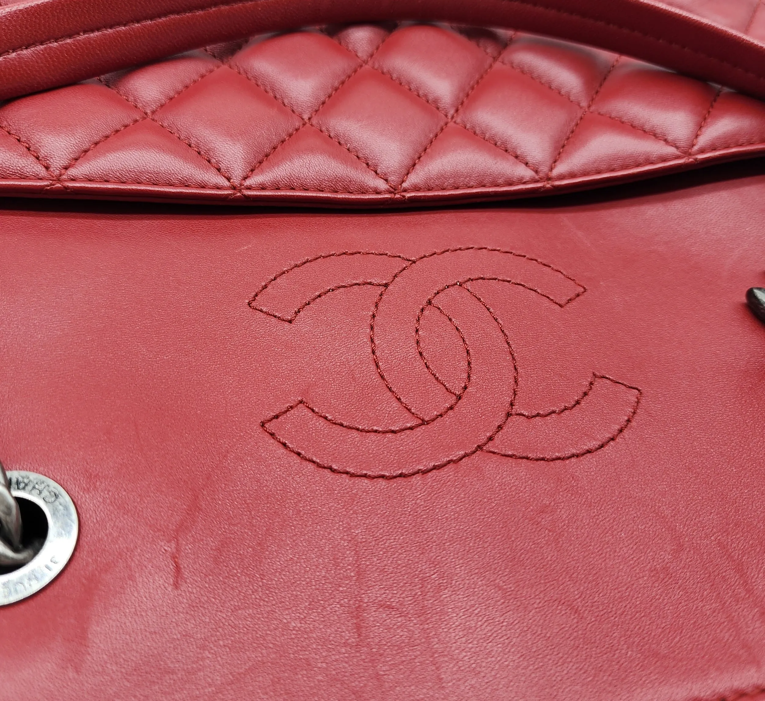Chanel Urban Delight Quilted Leather Chain Tote in Red