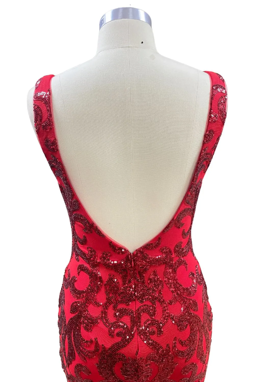 Charming Straps V-neck Red Bodice Prom Dress Evening Gown with Slit