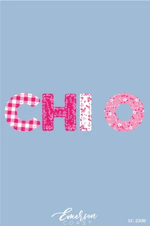 Chi O Pink Florals Patchwork Tshirt