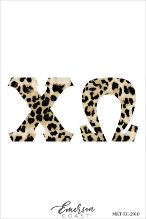 Chi Omega Cheetah Patchwork Letters Tee