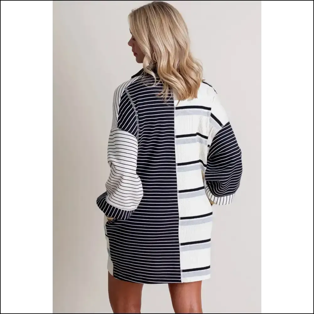 Chic Black Stripe Mini Dress: Confidence ! (needful Things) 🖤
