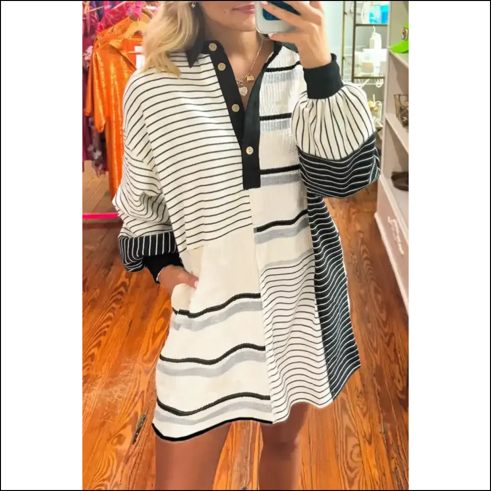 Chic Black Stripe Mini Dress: Confidence ! (needful Things) 🖤