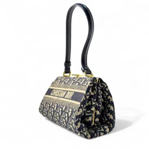 Christian Dior Oblique Frame Bag – Navy Blue Canvas Elegance ✨