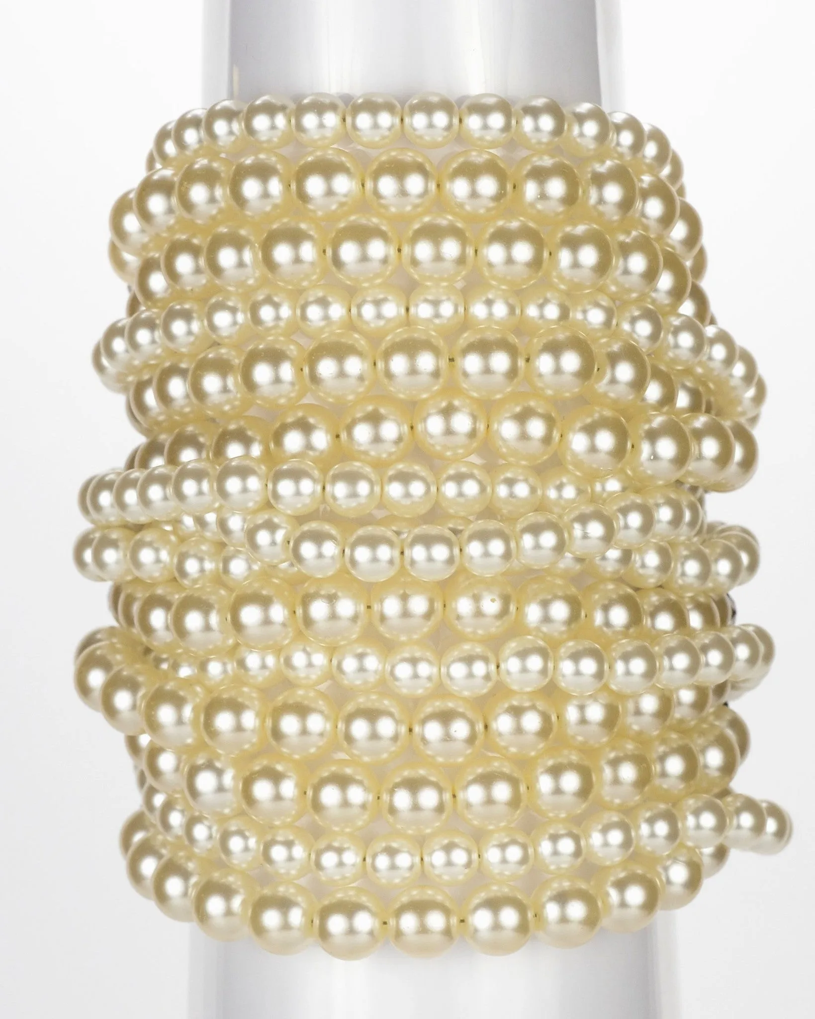 Chunky All Pearl Cuff 1", Ivory