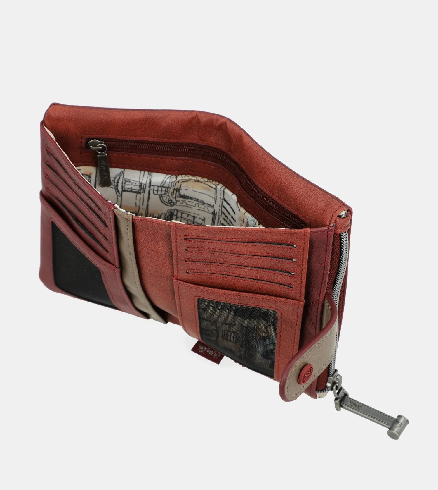 City Art medium size flexible maroon wallet