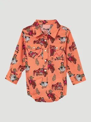 CL112344395-Coral Baby Girl's Western Snap Onesie L/S