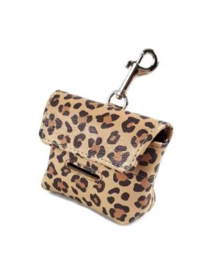 Classic Leopard Leather Poop Bag Holder