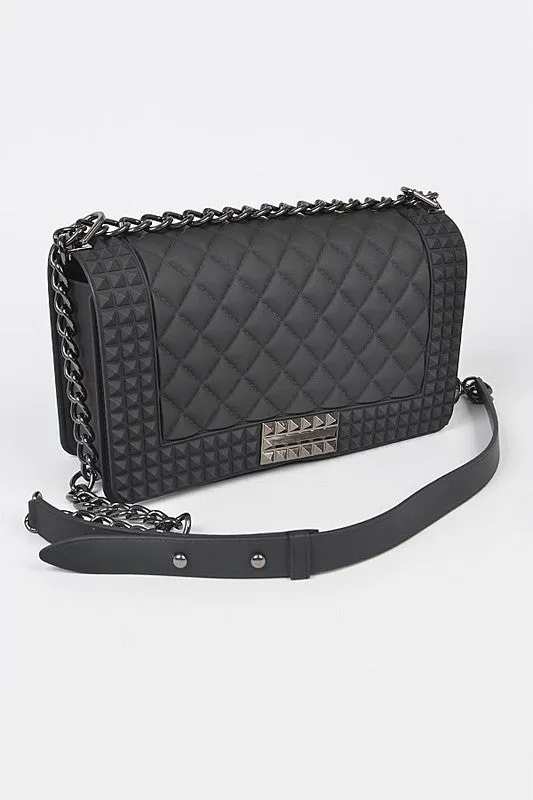 Classy Quilted Embossed Jelly Bag - Black
