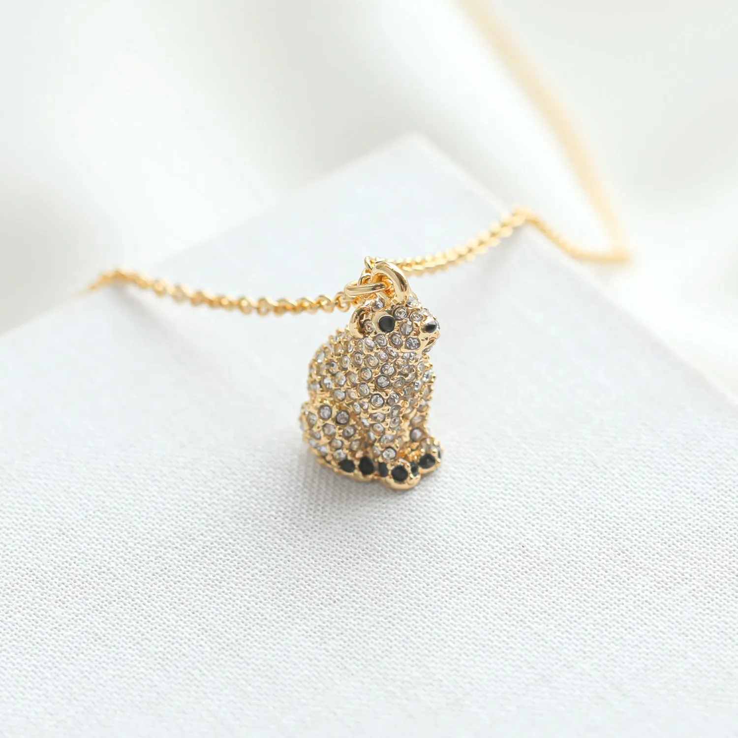 Cold Comforts Polar Bear Crystals Gold Pendant Necklace